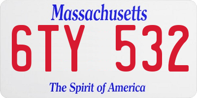MA license plate 6TY532