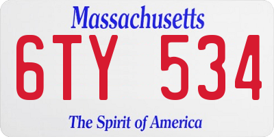 MA license plate 6TY534