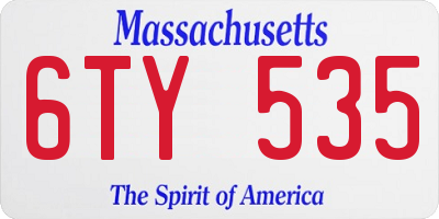 MA license plate 6TY535