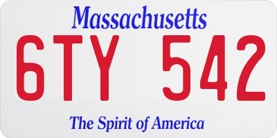 MA license plate 6TY542