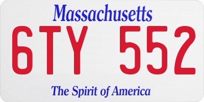 MA license plate 6TY552