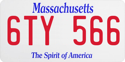MA license plate 6TY566