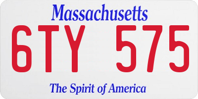 MA license plate 6TY575