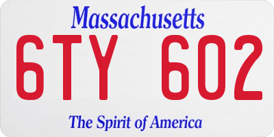 MA license plate 6TY602