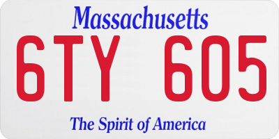 MA license plate 6TY605