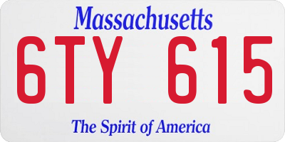 MA license plate 6TY615