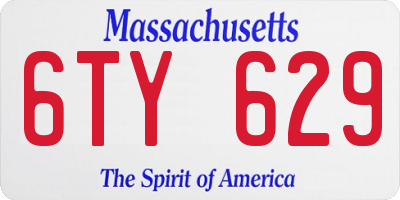 MA license plate 6TY629