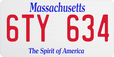 MA license plate 6TY634