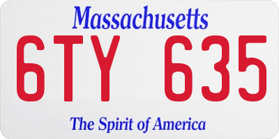 MA license plate 6TY635