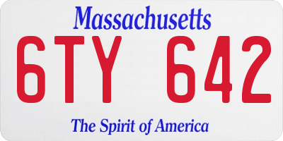 MA license plate 6TY642