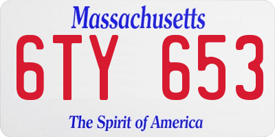 MA license plate 6TY653