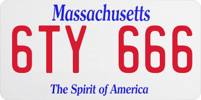 MA license plate 6TY666