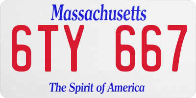 MA license plate 6TY667