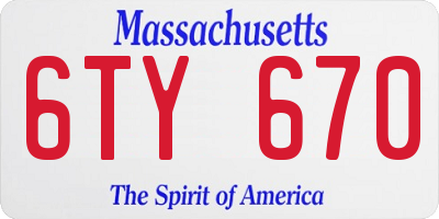MA license plate 6TY670
