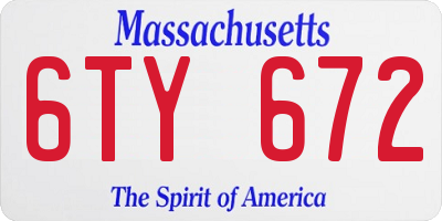 MA license plate 6TY672