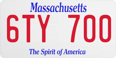 MA license plate 6TY700