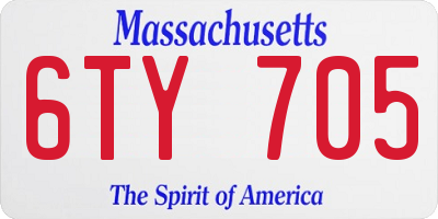 MA license plate 6TY705