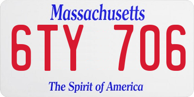 MA license plate 6TY706