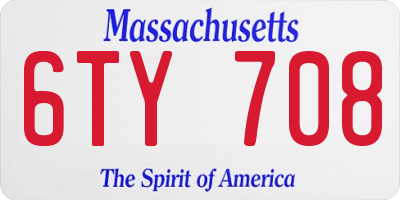 MA license plate 6TY708