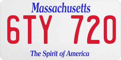MA license plate 6TY720