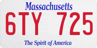 MA license plate 6TY725