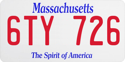 MA license plate 6TY726