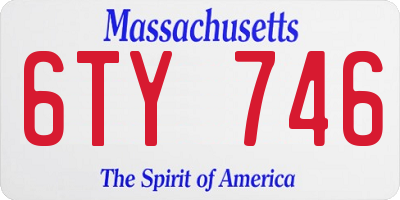 MA license plate 6TY746