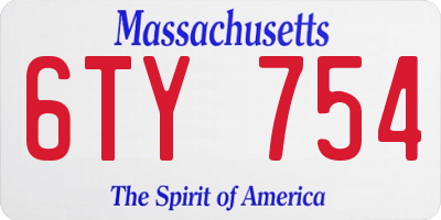 MA license plate 6TY754