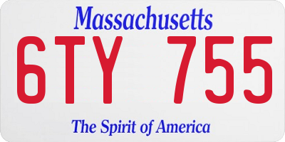 MA license plate 6TY755