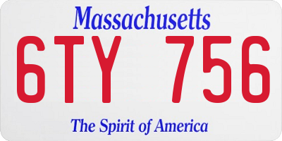 MA license plate 6TY756
