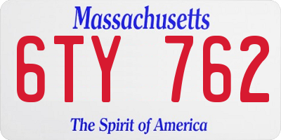 MA license plate 6TY762