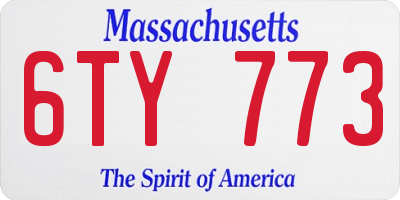 MA license plate 6TY773