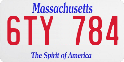 MA license plate 6TY784