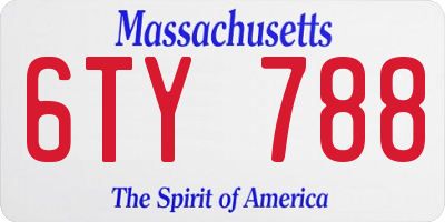 MA license plate 6TY788