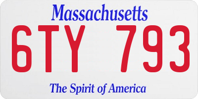 MA license plate 6TY793