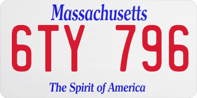 MA license plate 6TY796