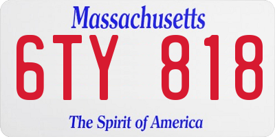 MA license plate 6TY818