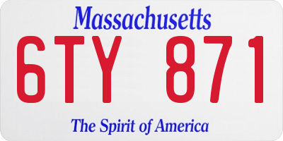 MA license plate 6TY871