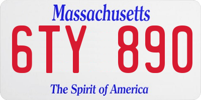 MA license plate 6TY890