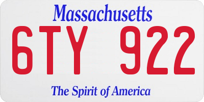 MA license plate 6TY922
