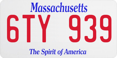 MA license plate 6TY939