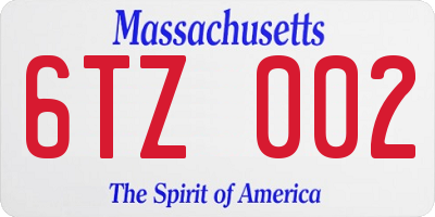 MA license plate 6TZ002