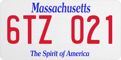 MA license plate 6TZ021