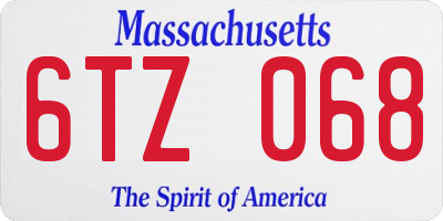MA license plate 6TZ068