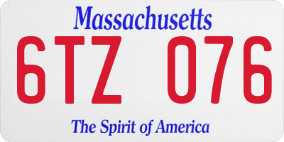 MA license plate 6TZ076