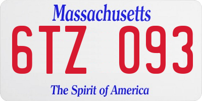MA license plate 6TZ093