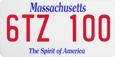 MA license plate 6TZ100