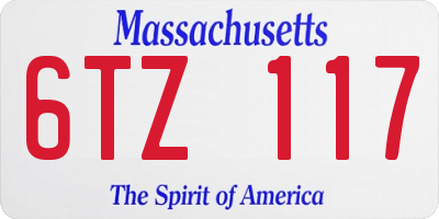 MA license plate 6TZ117