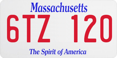 MA license plate 6TZ120