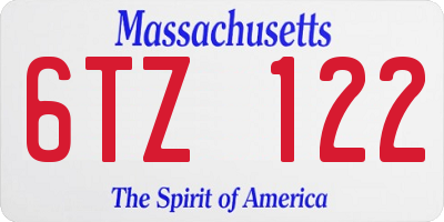 MA license plate 6TZ122